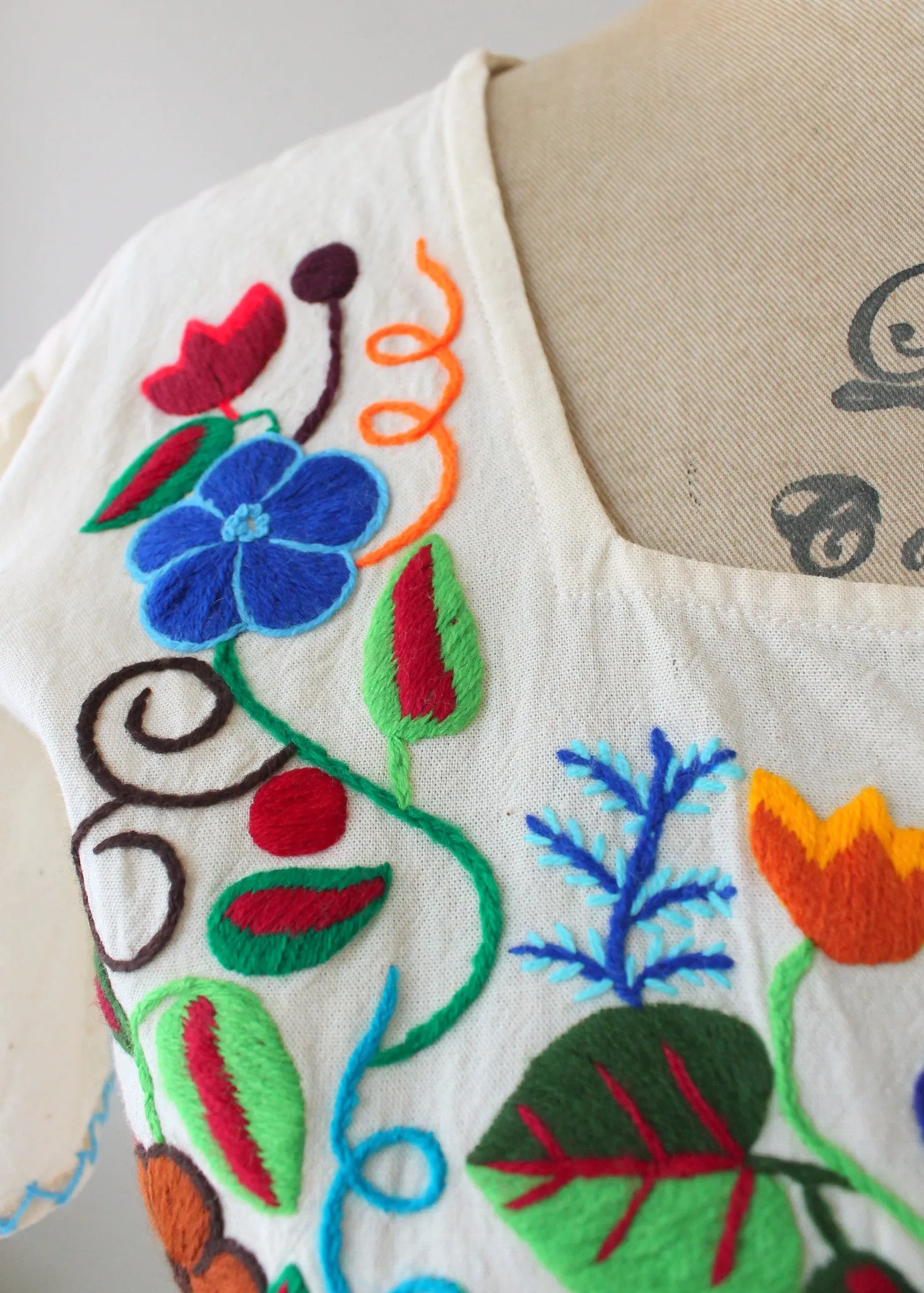 Vintage 1970s Embroidered Cotton Babydoll Shirt