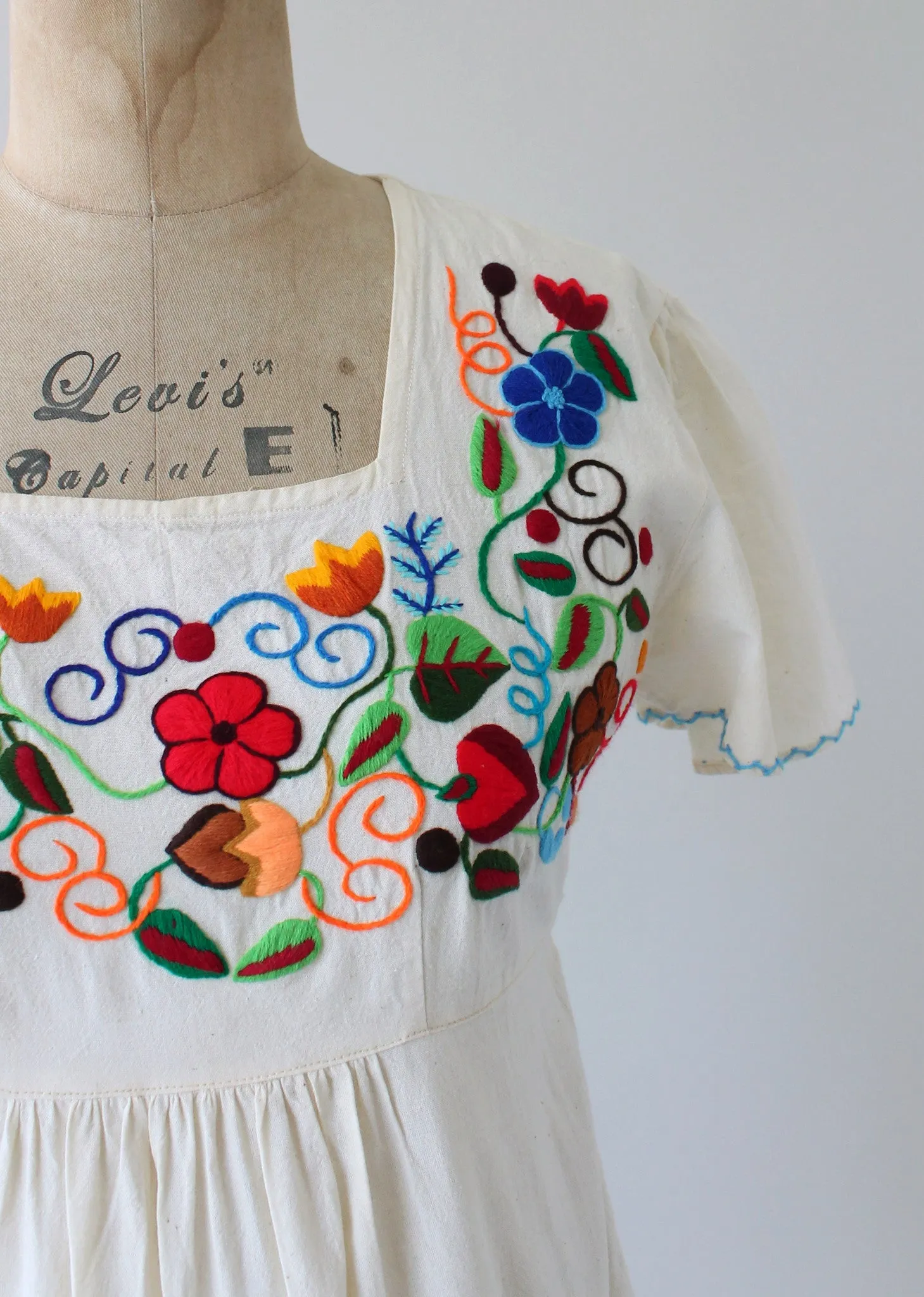 Vintage 1970s Embroidered Cotton Babydoll Shirt