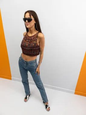 Vintage Rhinestone Crop Top