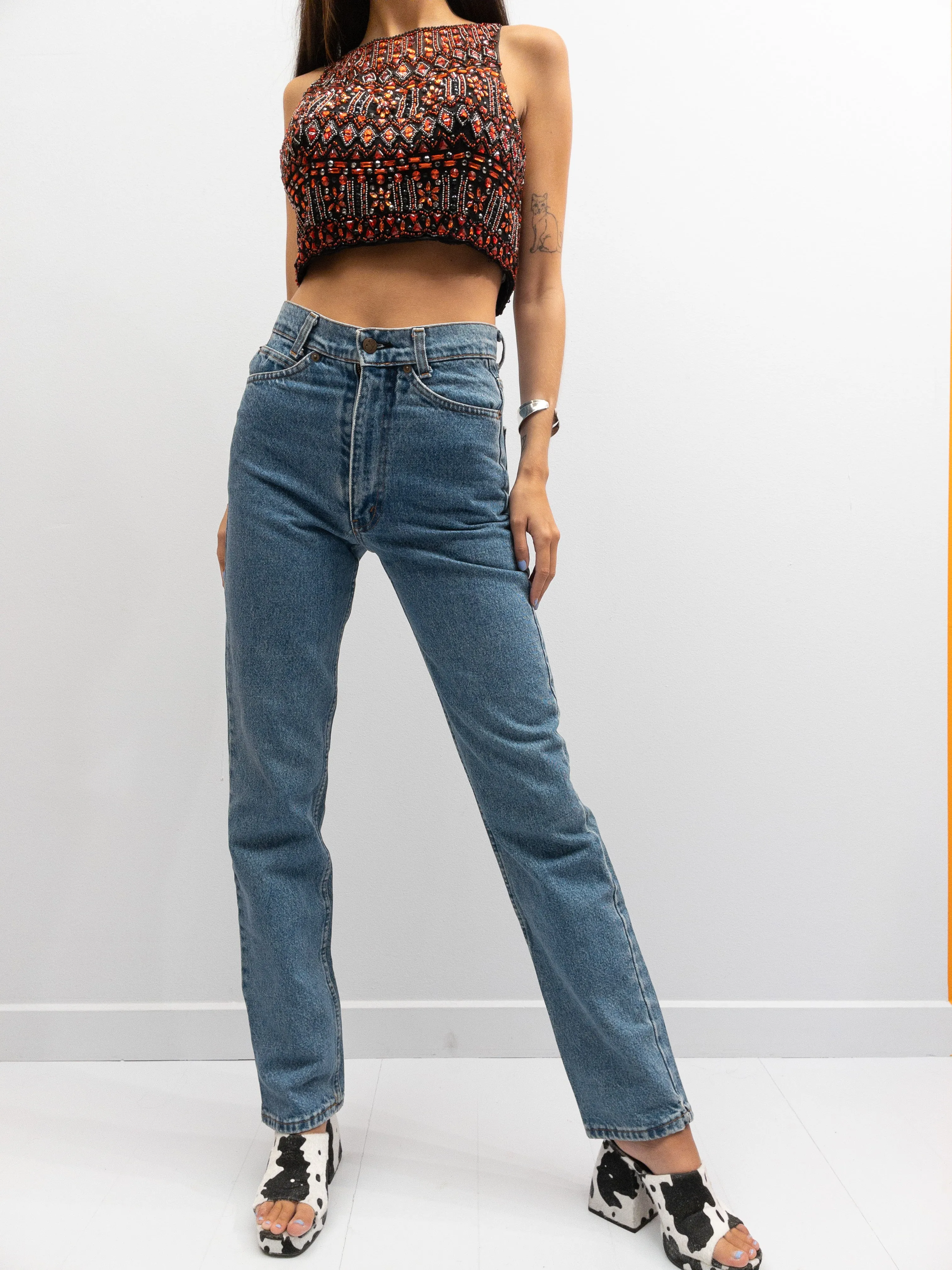Vintage Rhinestone Crop Top