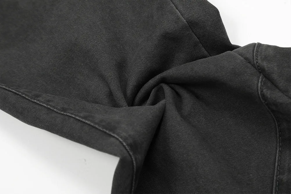 Washed And Worn Denim Bootcut Trousers Male