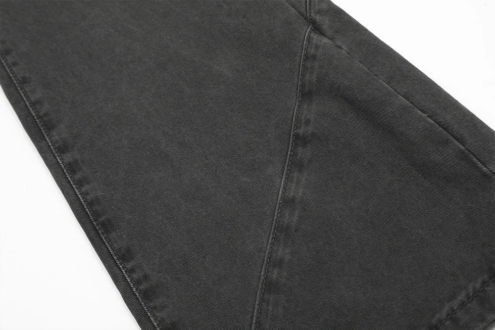 Washed And Worn Denim Bootcut Trousers Male