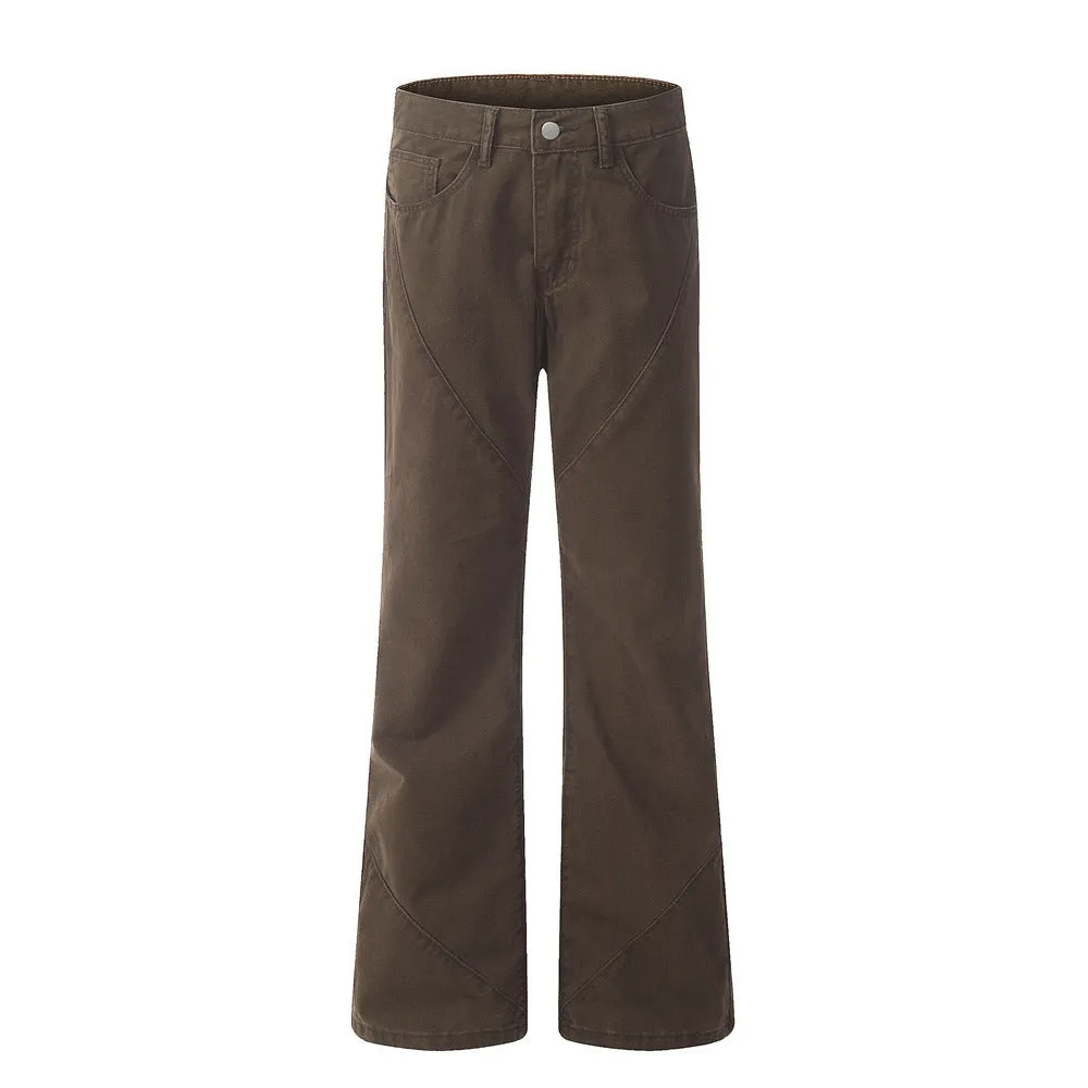Washed And Worn Denim Bootcut Trousers Male