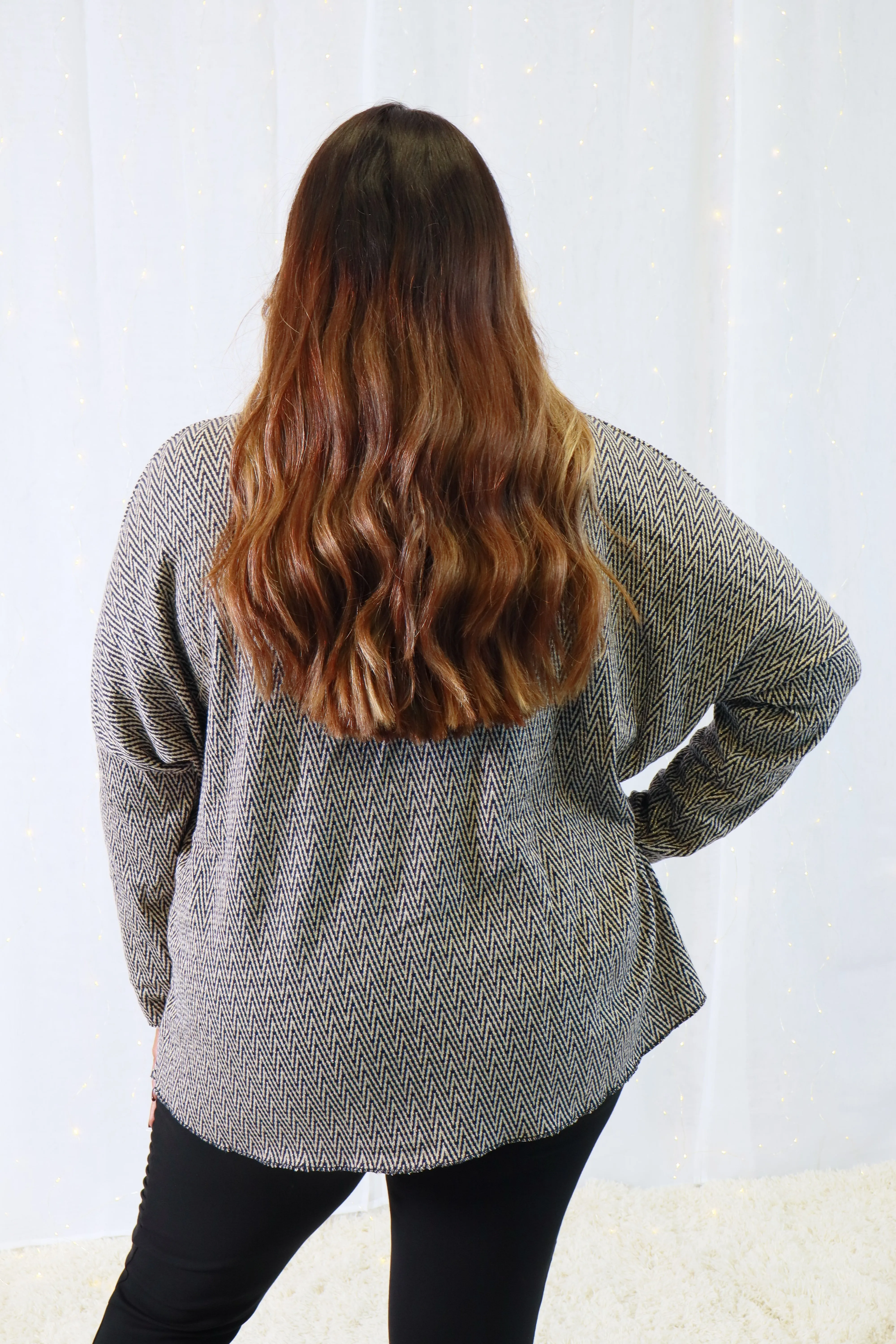 Whitney Glitter Top in Navy
