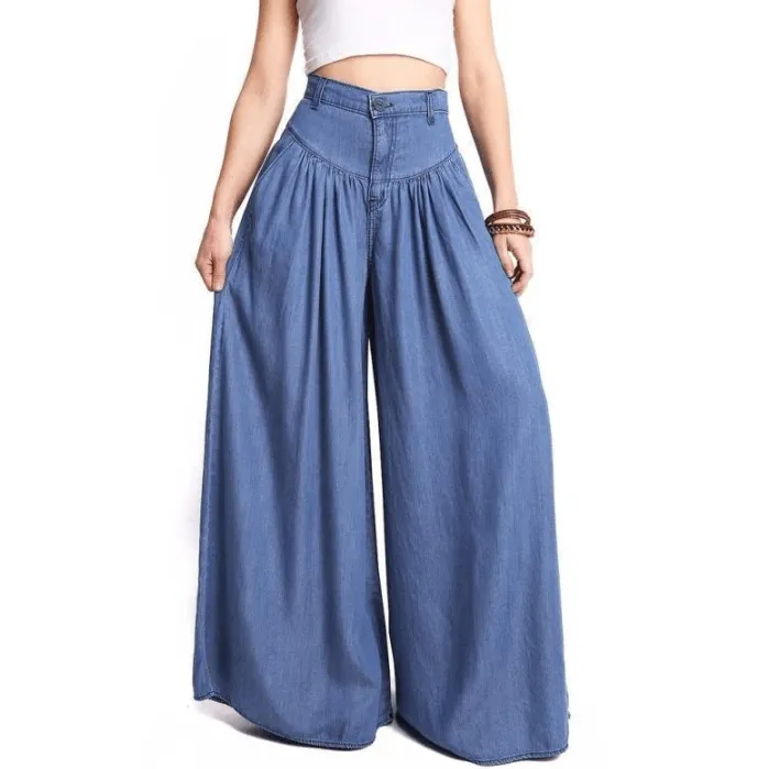 Wide Leg High Waist Loose Pockets Casual Pants