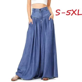 Wide Leg High Waist Loose Pockets Casual Pants
