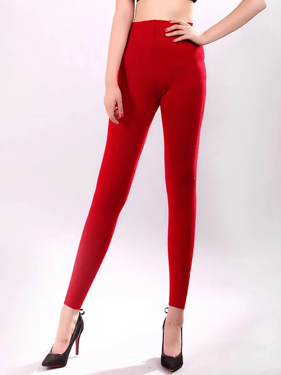 Women  Solid Wool Thick Leggings