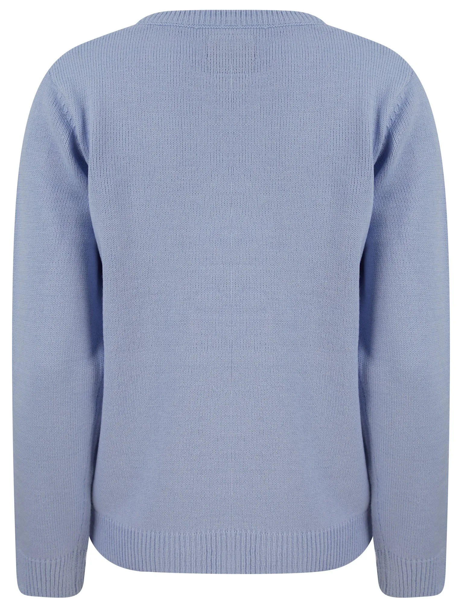 Women's Penguin Hug Motif Novelty Christmas Jumper in Powder Blue - Merry Christmas