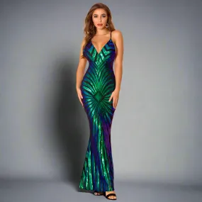 Women's Vintage Bodycon Long Evening Dress