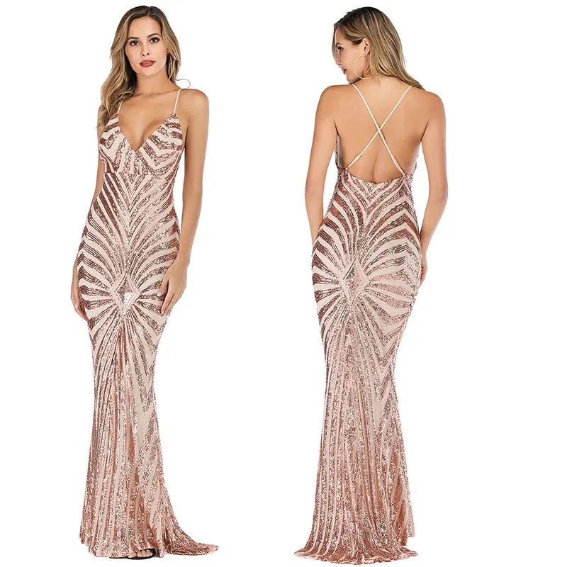 Women's Vintage Bodycon Long Evening Dress