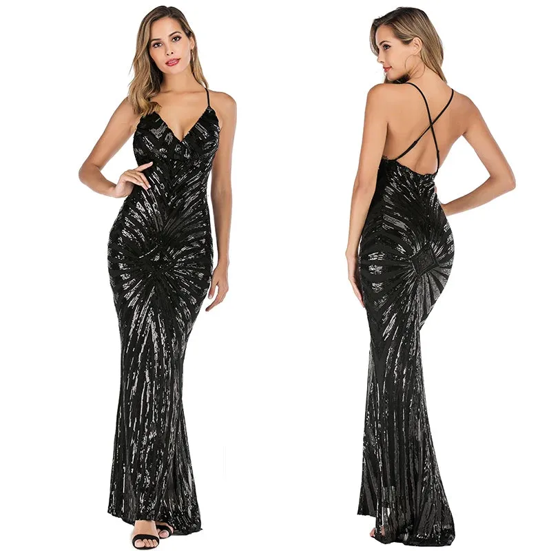 Women's Vintage Bodycon Long Evening Dress