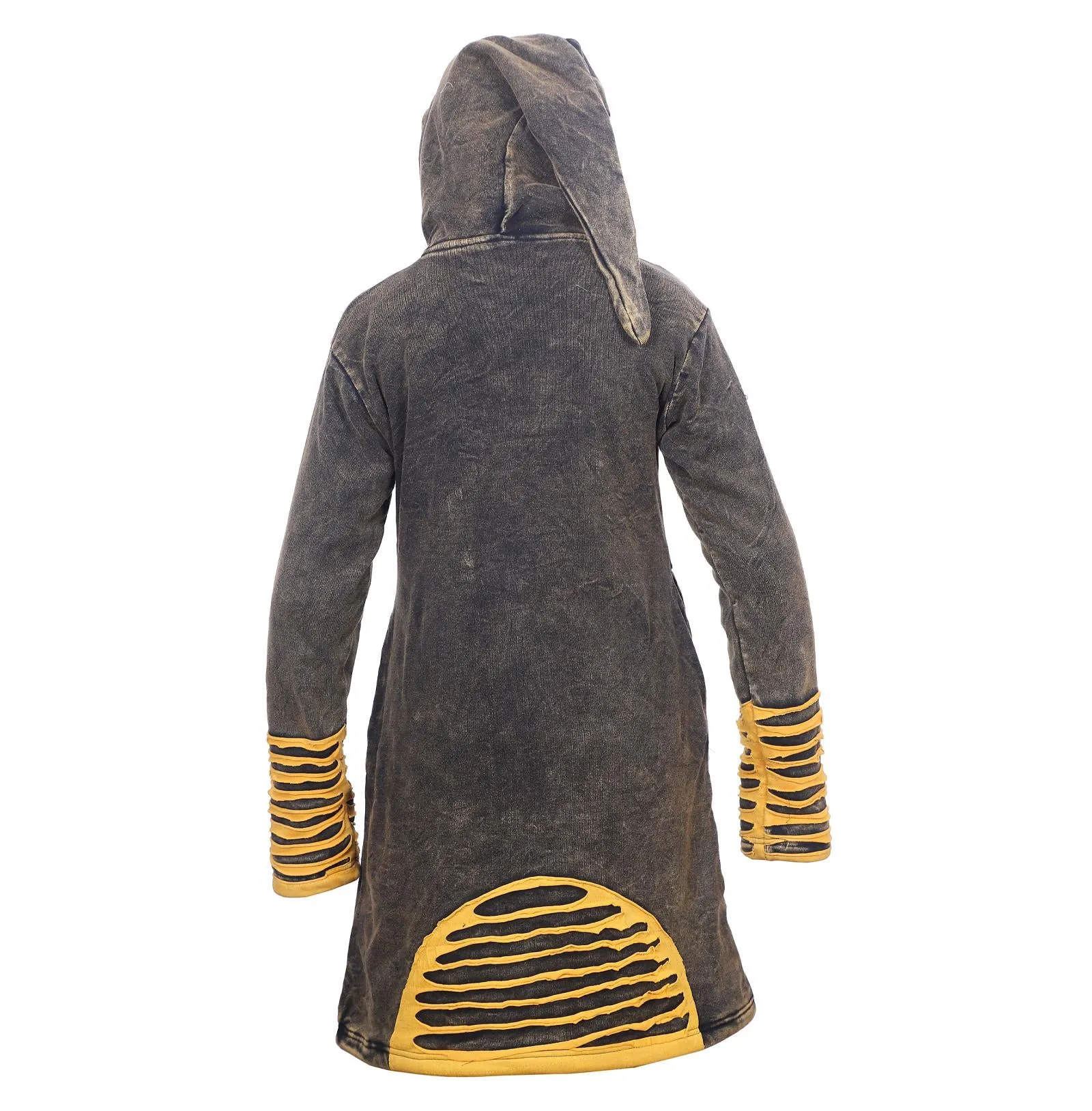 Women's Yellow and Grey Razor Cut Long Coat