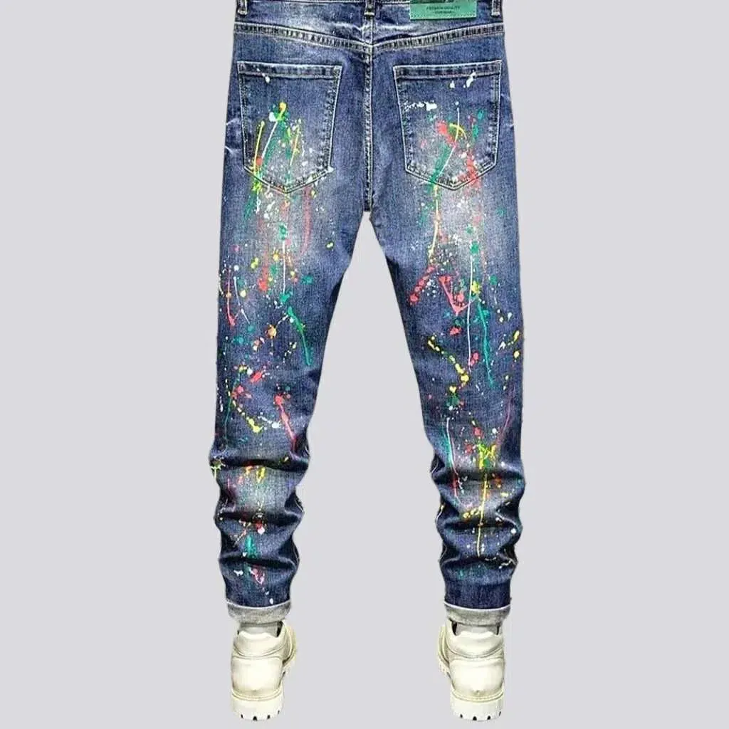 Y2k medium wash jeans
 for men